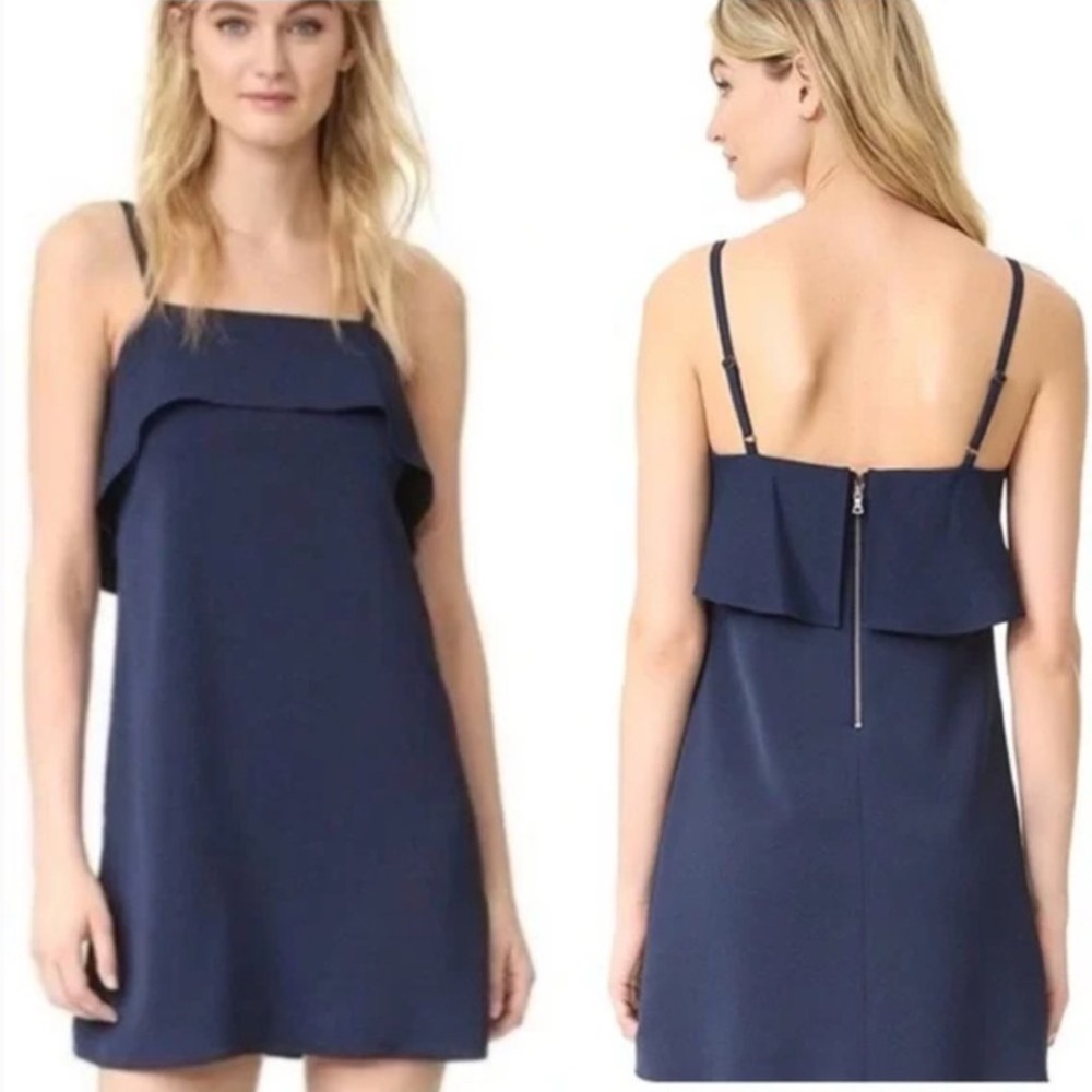 Alice + Olivia Etta Sleeveless Ruffle Mini Dress in Navy  - Size XS